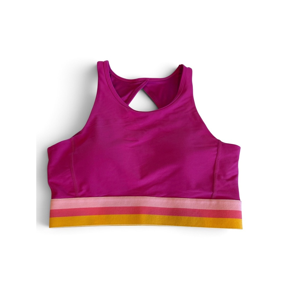 Popflex Active Women's Bright Magenta High Neck Keyhole Back Sports Bra Size M